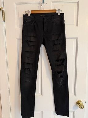 Maje Black Denim Low Rise Ripped Jeans Size 38 (US6)